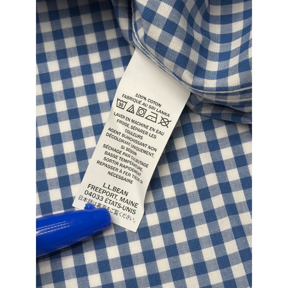 LL Bean Mens Traditional Fit Gingham Button Down Shirt‎ Blue White XL REG - Picture 4 of 10